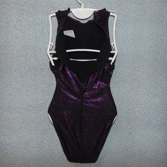 Speedo Sparkley Purple Zip Swimsuit 34 - Picture 5 of 8